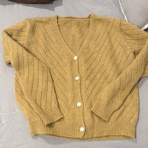 SHEIN Mustard Yellow Cardigan Sweater